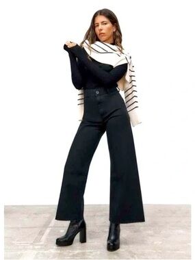 Zara Black Wide Leg Flare Jeans